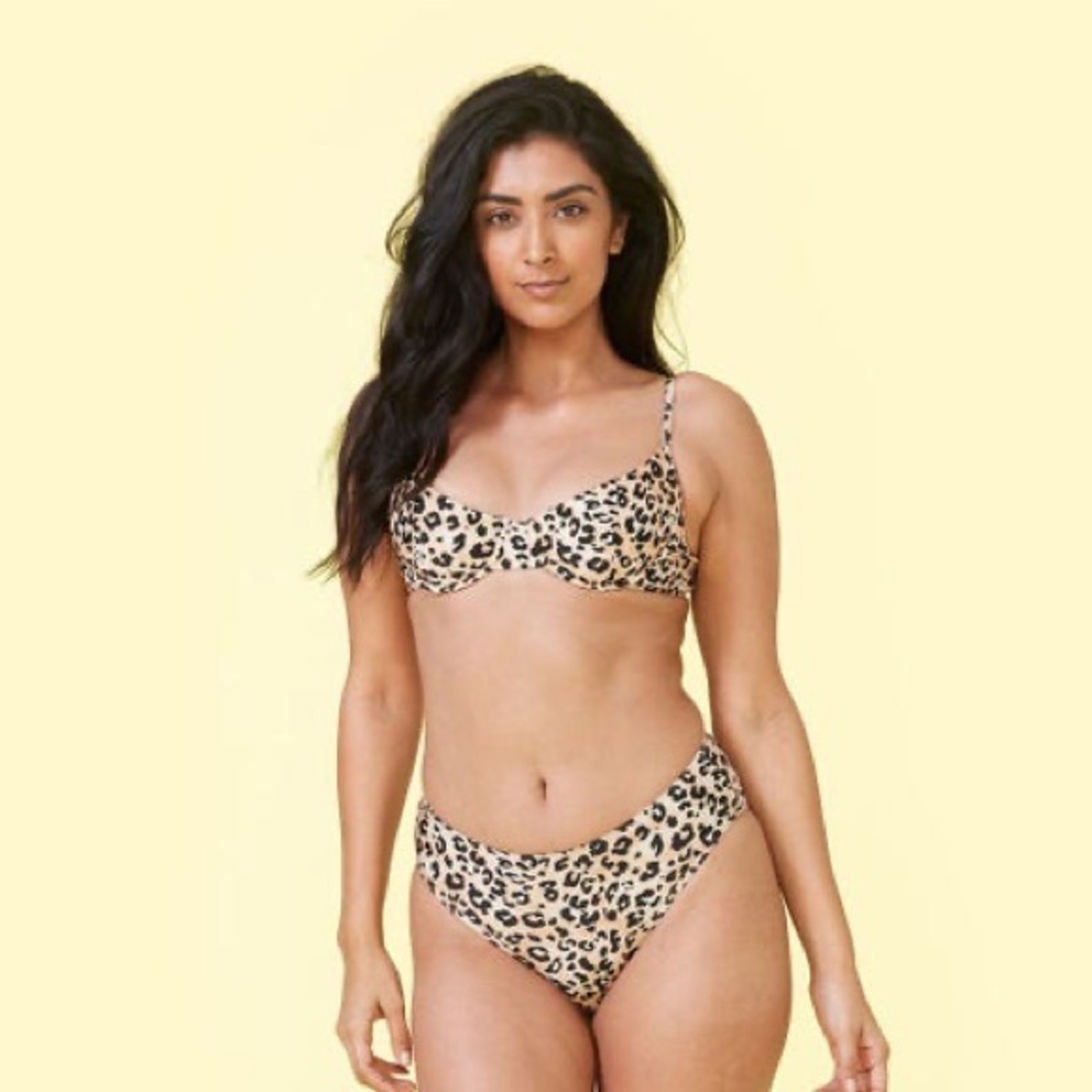 Summersalt High Leg High Rise Bikini Bottom in Leopard Size 4